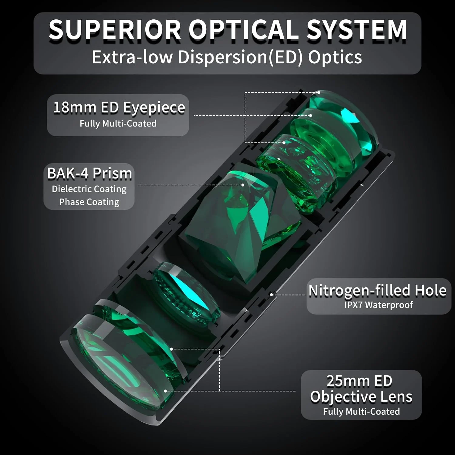 تلسکوپ تک چشمی 10x25، سایز جیبی کوچک و جمع و جور، ضد آب و ضد مه برای تماشای پرندگان، پیاده روی و کمپینگ، مشکی