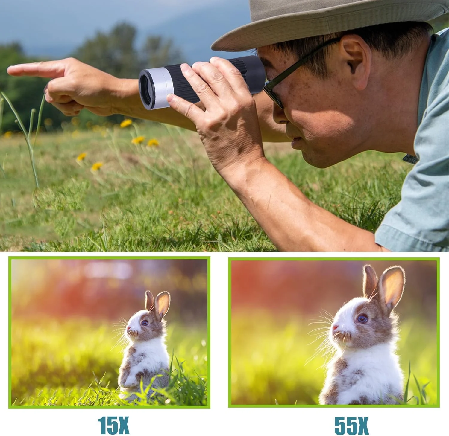 تلسکوپ تک چشمی جیبی رونگون 15-55X21، جمع و جور و قدرتمند، مناسب برای بزرگسالان، تماشای ستارگان، شکار، حیات وحش، تماشای پرندگان، مسافرت، کمپینگ و پیاده روی، هدیه برای پدر تلسکوپ تک چشمی جیبی رونگون 15-55X21، جمع و جور و قدرتمند، مناسب برای بزرگسالان، تماشای ستارگان، شکار، حیات وحش، تماشای پرندگان، مسافرت، کمپینگ و پیاده روی، هدیه برای پدر