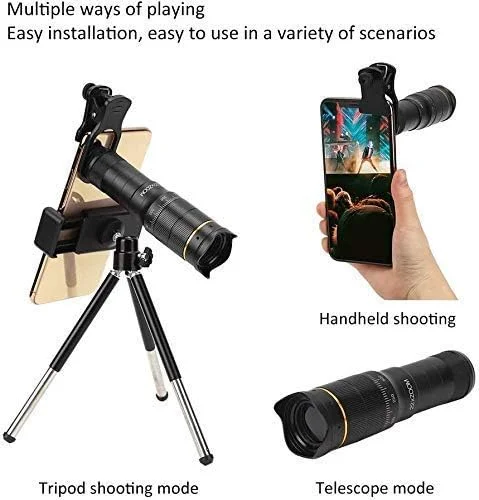 تلسکوپ تک چشمی برای تلفن های هوشمند بزرگنمایی 22 برابر HD BAK4 منشور تک چشمی با گیره تلفن همراه، سه پایه رومیزی و کیف تلفن همراه تلسکوپ تک چشمی برای تلفن های هوشمند بزرگنمایی 22 برابر HD BAK4 منشور تک چشمی با گیره تلفن همراه، سه پایه رومیزی و کیف تلفن همراه