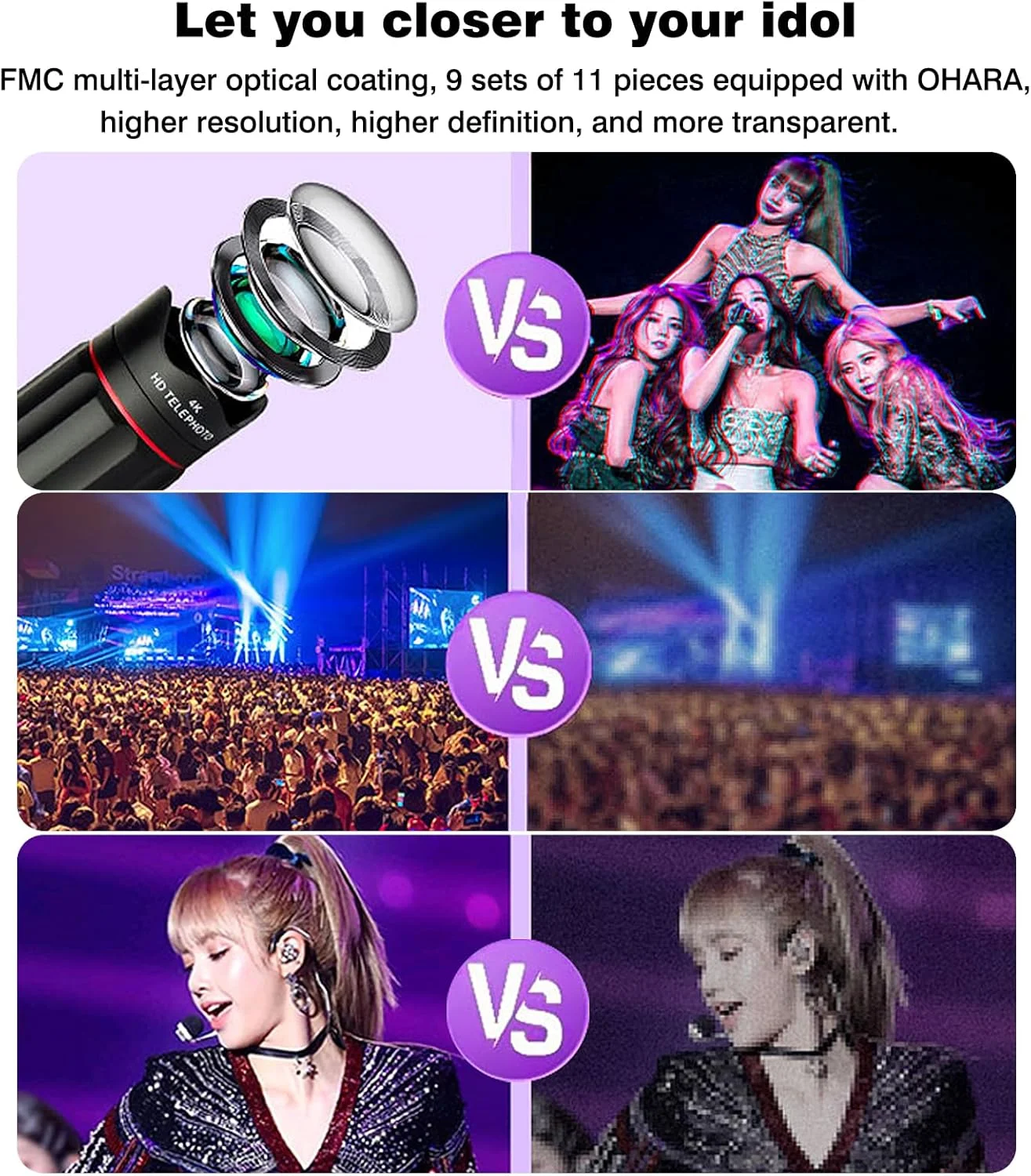 تلسکوپ تک چشمی 40X برای گوشی های هوشمند، وضوح بالا برای کنسرت موسیقی، تماشای حیات وحش، مسافرت، کمپینگ و پیاده روی تلسکوپ تک چشمی 40X برای گوشی های هوشمند، وضوح بالا برای کنسرت موسیقی، تماشای حیات وحش، مسافرت، کمپینگ و پیاده روی