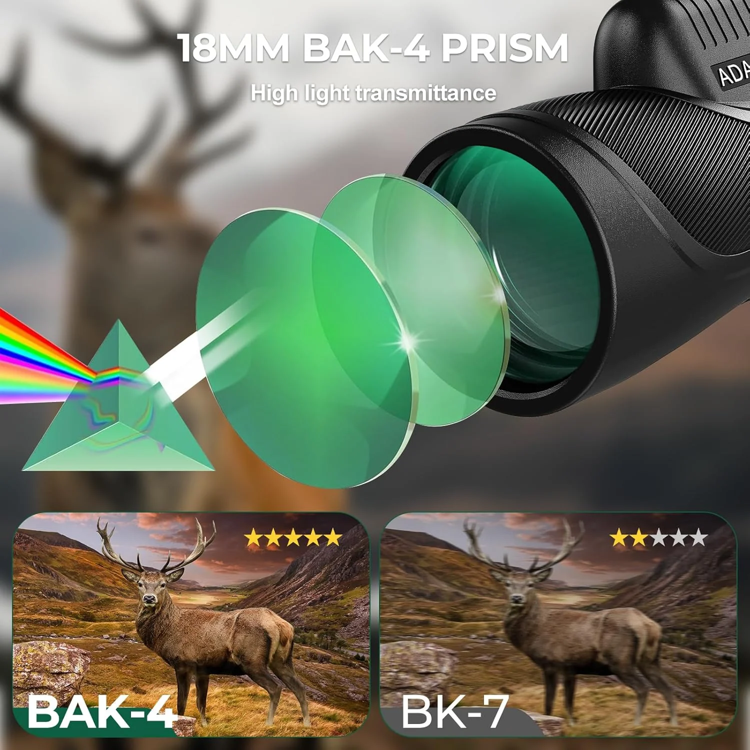 تلسکوپ تک چشمی 15x56 HD با قدرت بالا برای بزرگسالان به همراه آداپتور تلفن هوشمند، تلسکوپ تک چشمی قدرتمند با دید واضح در نور کم برای تماشای ستارگان، تماشای پرندگان، پیاده روی، کنسرت