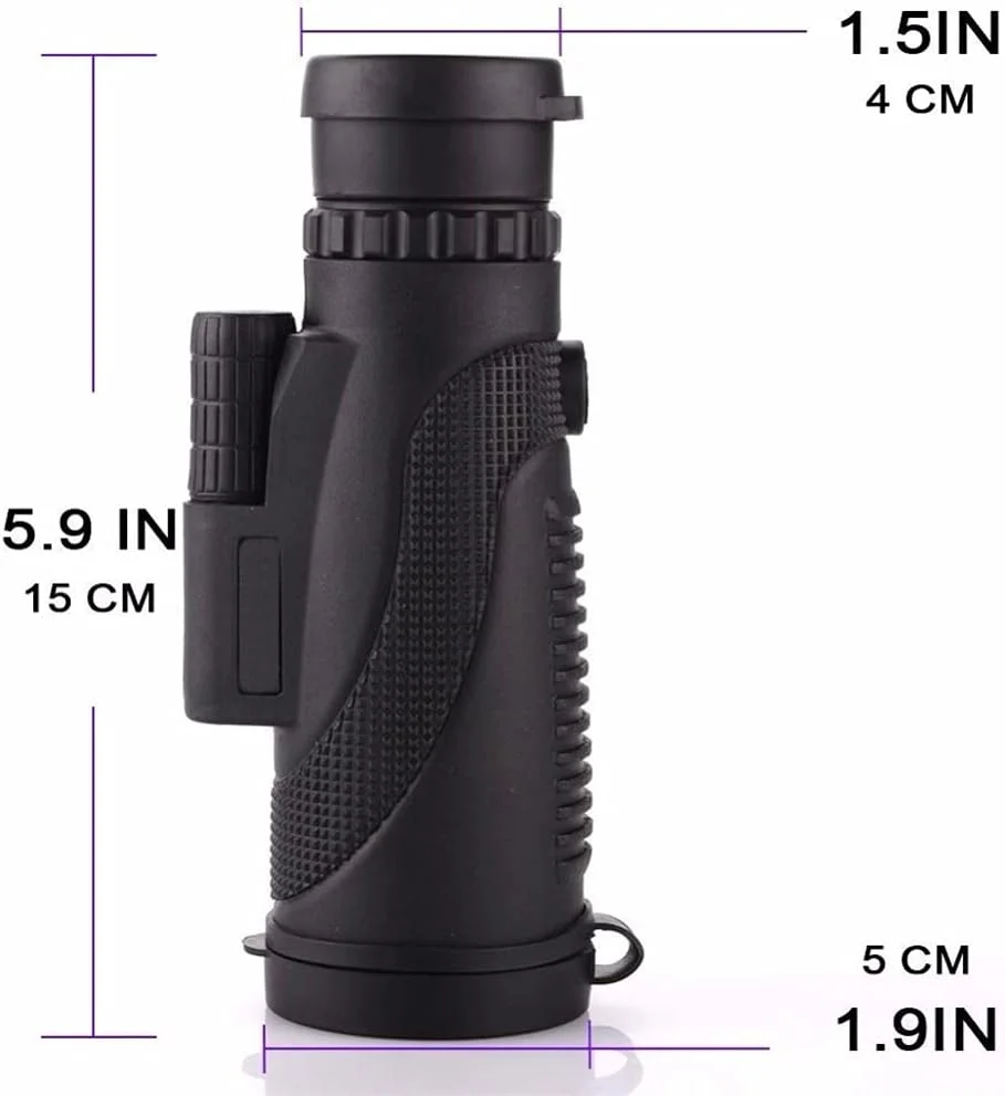 تلسکوپ مونوکولار حرفه ای HD کوچک دستی 40x60 با سه پایه، گیره تلفن، زاویه دید عریض و چشمی چرخشی Bak4 10x