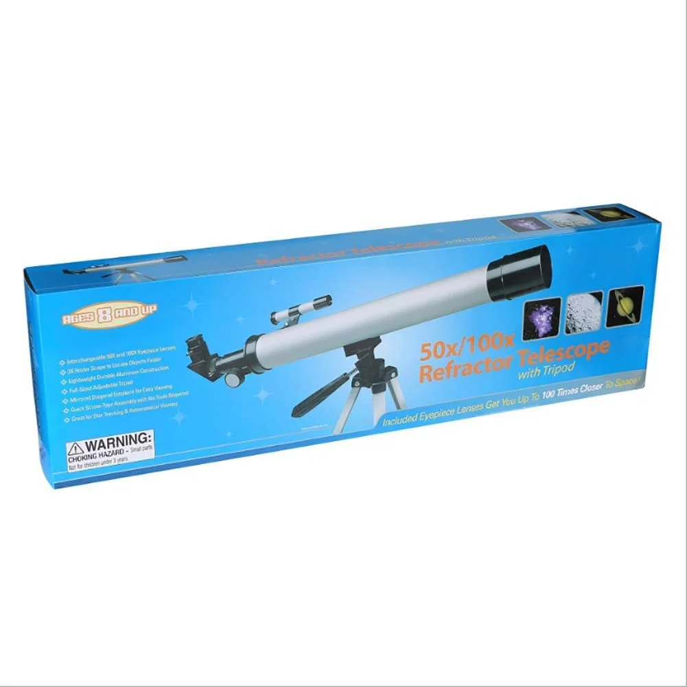 تلسکوپ تک چشمی حرفه ای HD مناسب فضای باز به همراه سه پایه آلومینیومی داخلی با قابلیت تنظیم ارتفاع 90 درجه و طراحی ارگونومیک، مناسب برای کودکان