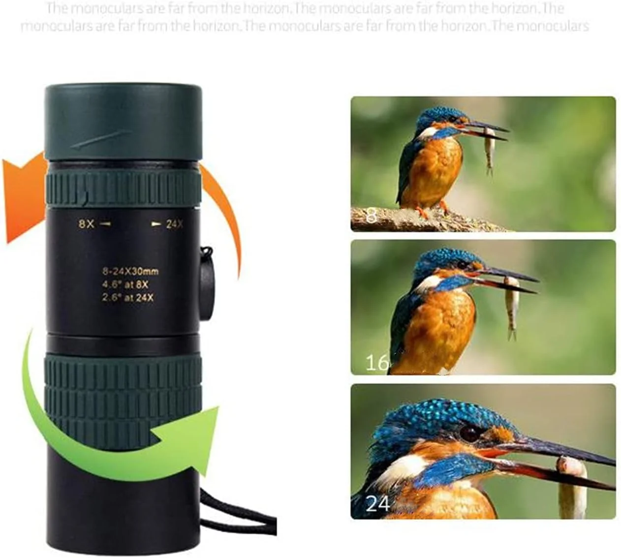 تلسکوپ مونوکولار 24×30 HD، تلسکوپ قابل حمل ضد آب با گیره تلفن و سه پایه، با قابلیت تنظیم آسان فوکوس، مناسب برای سفر، کنسرت و فعالیت های فضای باز تلسکوپ مونوکولار 24×30 HD، تلسکوپ قابل حمل ضد آب با گیره تلفن و سه پایه، با قابلیت تنظیم آسان فوکوس، مناسب برای سفر، کنسرت و فعالیت های فضای باز