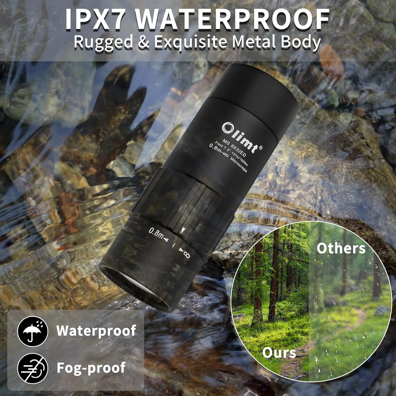 تلسکوپ تک چشمی 8x32 مینی جیبی، تک چشمی فشرده برای بزرگسالان