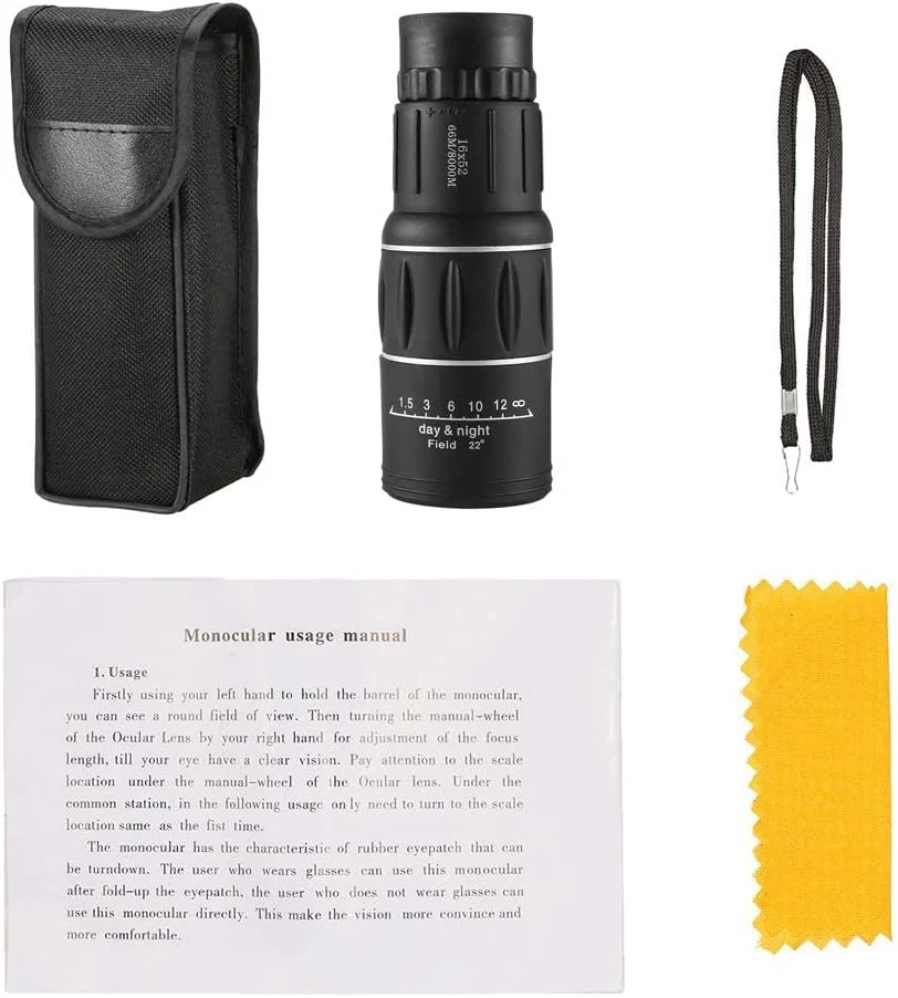 تلسکوپ تک چشمی دو کانونی قدرتمند 16X52، قابل حمل و مناسب فضای باز برای تماشای پرندگان