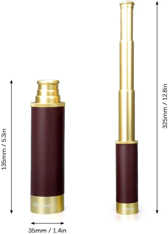 تلسکوپ جیبی مونوکولار دزدان دریایی 25X30 تلسکوپ مونوکولار تاشو قابل حمل دستی قدیمی / طلایی / 25 * 40 (مشکی 25 * 30)
