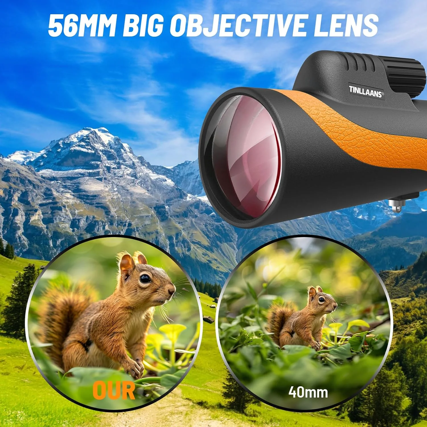 تلسکوپ تک چشمی، تک چشمی برای بزرگسالان با قدرت بالا با منشور BAK-4، لنز FMC، زاویه دید باز 8 درجه، محدوده تک چشمی HD 16x56 برای تماشای ستارگان، تماشای پرندگان با نگهدارنده تلفن و سه پایه (نارنجی) تلسکوپ تک چشمی، تک چشمی برای بزرگسالان با قدرت بالا با منشور BAK-4، لنز FMC، زاویه دید باز 8 درجه، محدوده تک چشمی HD 16x56 برای تماشای ستارگان، تماشای پرندگان با نگهدارنده تلفن و سه پایه (نارنجی)