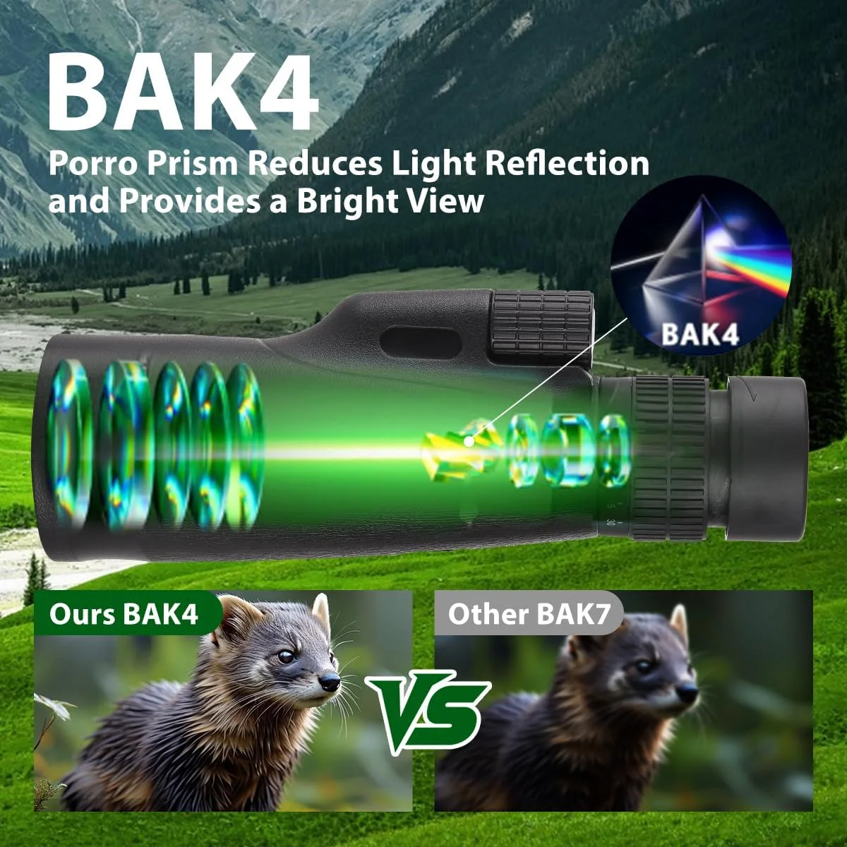 تلسکوپ تک چشمی 80x100 با قدرت بالا برای بزرگسالان به همراه سه پایه، تک چشمی مناسب برای تلفن های هوشمند، مناسب برای تماشای پرندگان، تک چشمی با دید بزرگتر برای بزرگسالان با منشور BAK4 و لنز FMC - مشکی