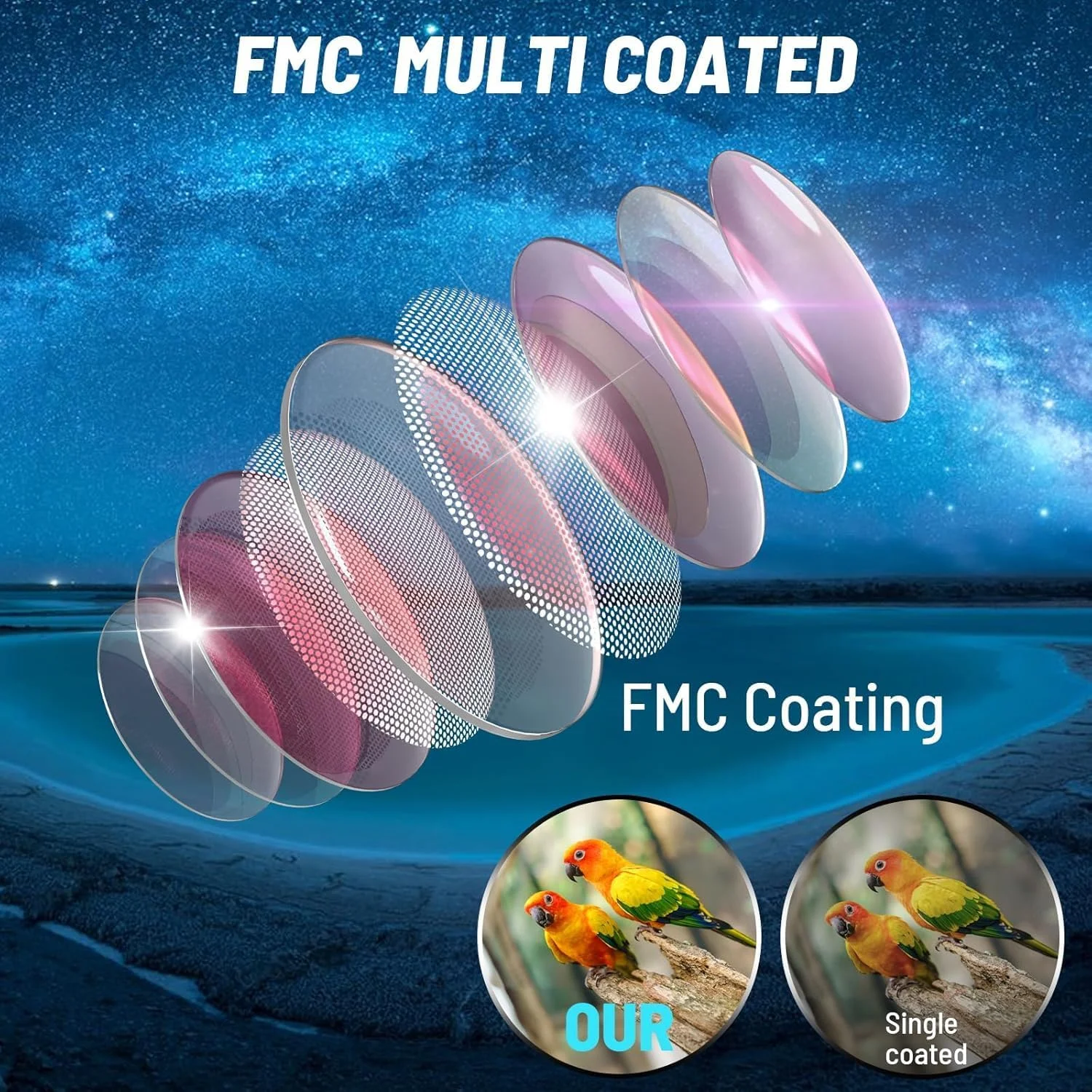 تلسکوپ تک چشمی 16x56 UHD، تک چشمی با قدرت بالا برای بزرگسالان، تک چشمی برای تماشای ستارگان، با منشور BAK-4، لنز FMC، زاویه دید عریض 8 درجه، تماشای پرندگان با نگهدارنده تلفن و سه پایه (آبی) تلسکوپ تک چشمی 16x56 UHD، تک چشمی با قدرت بالا برای بزرگسالان، تک چشمی برای تماشای ستارگان، با منشور BAK-4، لنز FMC، زاویه دید عریض 8 درجه، تماشای پرندگان با نگهدارنده تلفن و سه پایه (آبی)