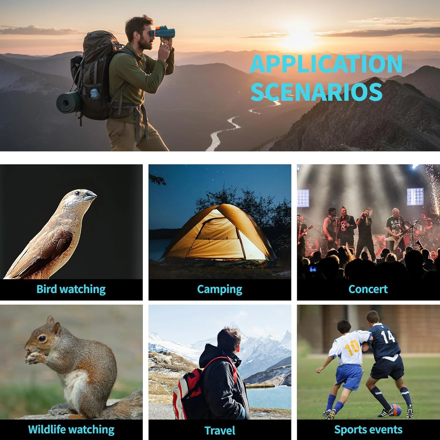 تلسکوپ تک چشمی قدرتمند 10x42 برای بزرگسالان، تک چشمی فشرده قابل حمل با بند دستی، تلسکوپ جیبی دستی سبک وزن برای شکار، تماشای پرندگان، پیاده روی و مسافرت