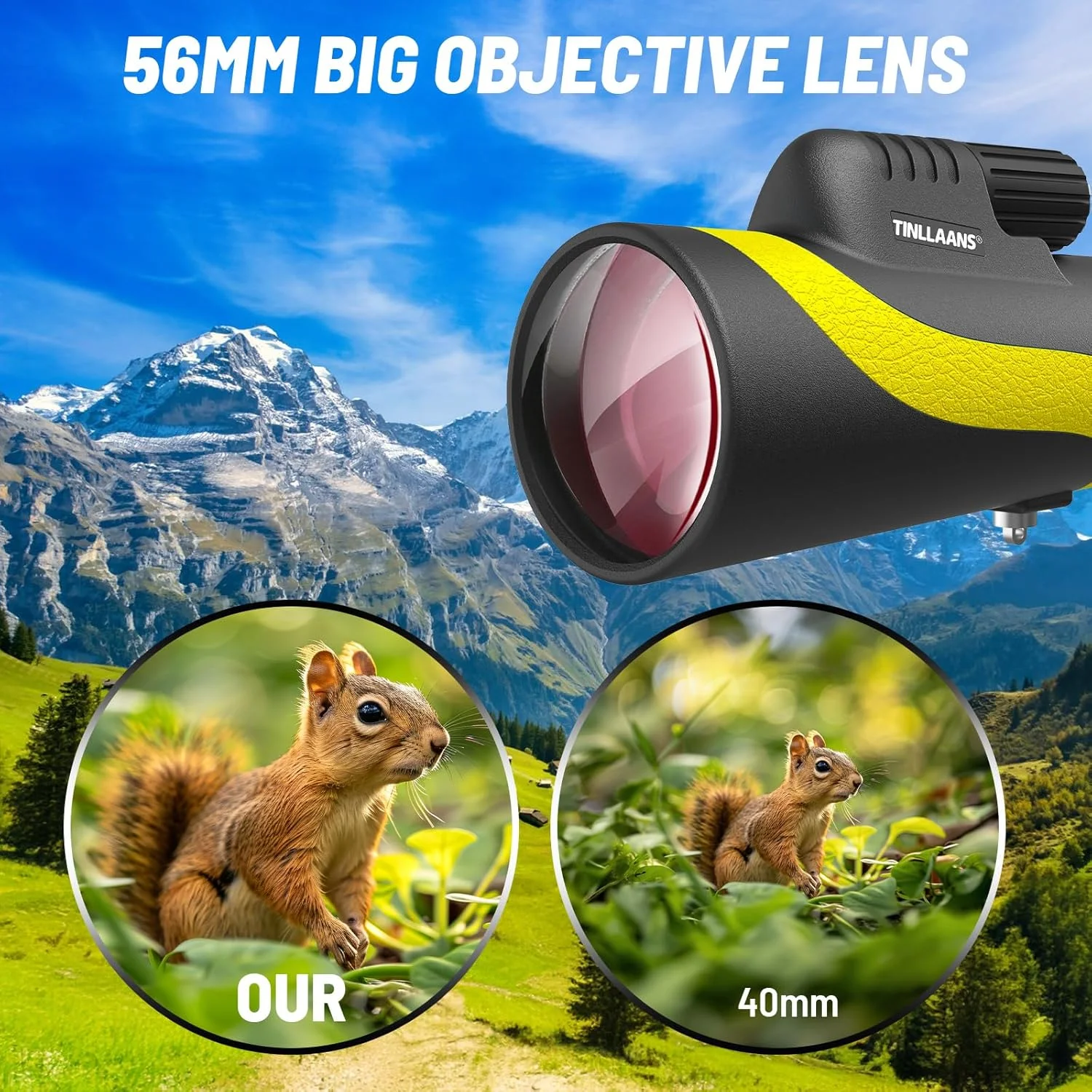 تلسکوپ تک چشمی، تک چشمی برای بزرگسالان با قدرت بالا با منشور BAK-4، لنز FMC، زاویه دید عریض 8 درجه، محدوده تک چشمی HD 16x56 برای تماشای ستارگان، تماشای پرندگان با نگهدارنده تلفن و سه پایه (زرد) تلسکوپ تک چشمی، تک چشمی برای بزرگسالان با قدرت بالا با منشور BAK-4، لنز FMC، زاویه دید عریض 8 درجه، محدوده تک چشمی HD 16x56 برای تماشای ستارگان، تماشای پرندگان با نگهدارنده تلفن و سه پایه (زرد)