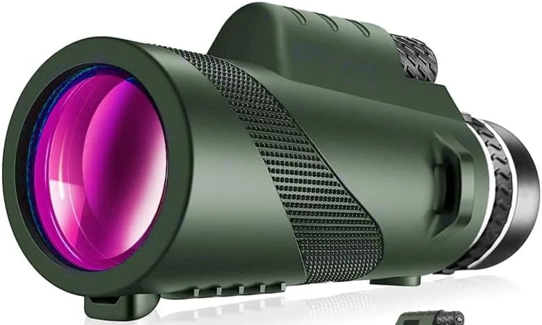 تلسکوپ تک چشمی 80x100 با قدرت بالا برای بزرگسالان، تک چشمی با آداپتور تلفن هوشمند، مناسب برای شکار، حیات وحش، تماشای پرندگان، مسافرت، کمپینگ و پیاده روی - سبز