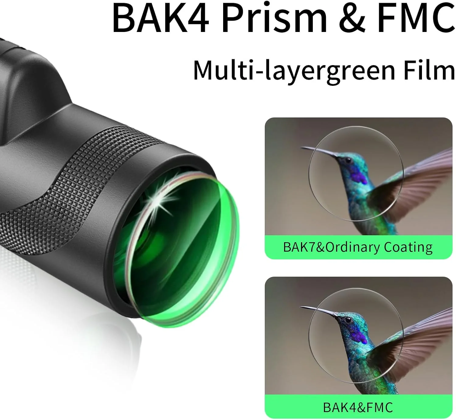 تلسکوپ تک چشمی 40x60 با قدرت بالا برای بزرگسالان، تک چشمی با آداپتور تلفن هوشمند، مناسب برای شکار، تماشای حیات وحش، تماشای پرندگان، مسافرت، کمپینگ و پیاده روی