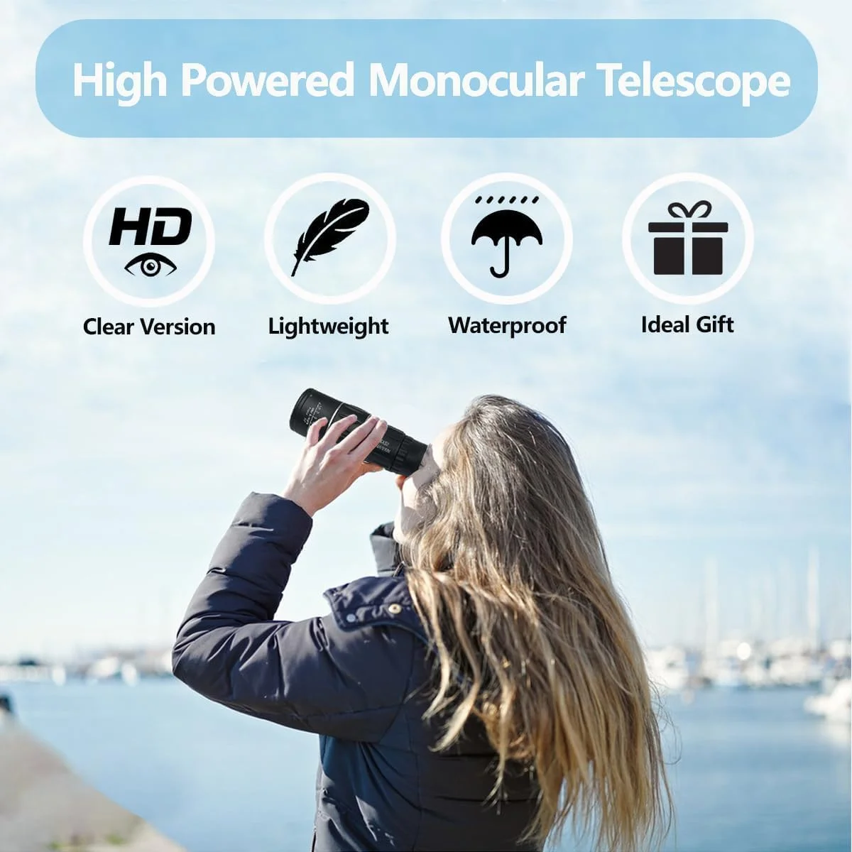 تلسکوپ تک چشمی قدرتمند 16x52، تلسکوپ تک چشمی فشرده با طراحی سبک و ضد آب، مناسب برای تماشای پرندگان، پیاده روی و میدان دید گسترده