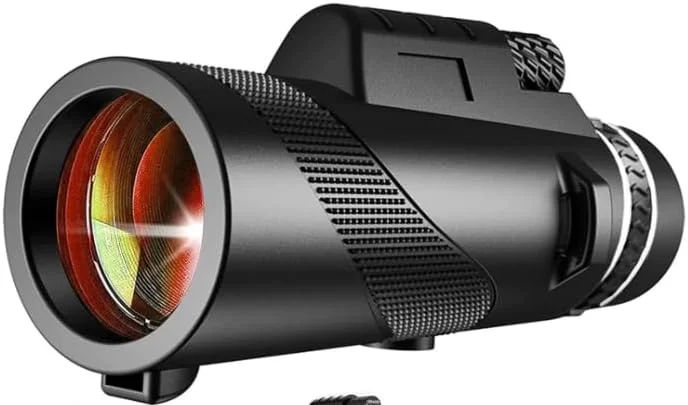 تلسکوپ تک چشمی 80x100 با قدرت بالا برای بزرگسالان، تک چشمی با آداپتور تلفن هوشمند، مناسب شکار، تماشای حیات وحش، تماشای پرندگان، مسافرت، کمپینگ و پیاده روی - رنگ لاجوردی