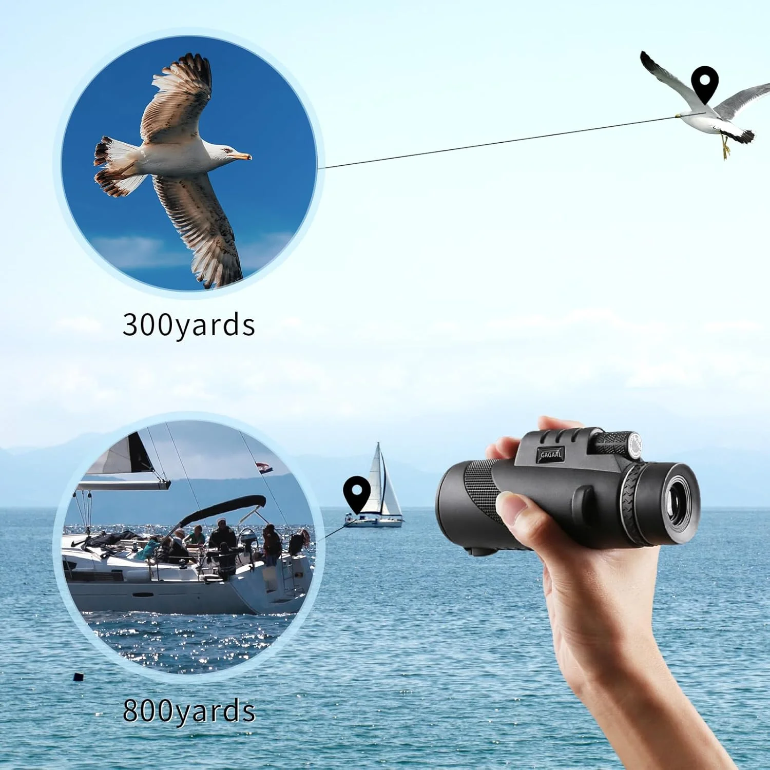 تلسکوپ تک چشمی 40x60 با قدرت بالا برای بزرگسالان، تک چشمی با آداپتور تلفن هوشمند، مناسب برای شکار، تماشای حیات وحش، تماشای پرندگان، مسافرت، کمپینگ و پیاده روی