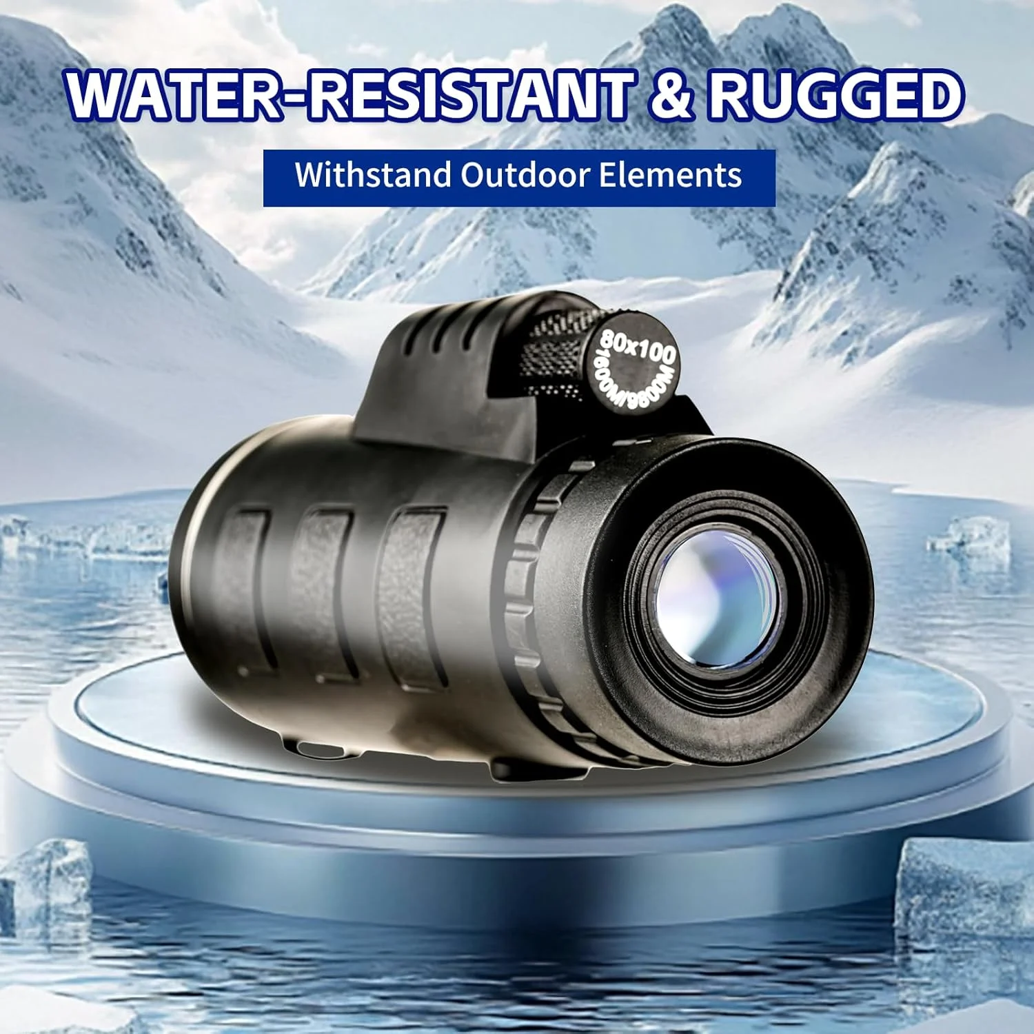 تلسکوپ تک چشمی بیرونی، تلسکوپ تک چشمی با بزرگنمایی بالا و وضوح بالا 100 * 80، به همراه نگهدارنده تلفن همراه جهانی، سه پایه تلسکوپی، مناسب برای پیاده روی، کمپینگ، مسافرت و غیره