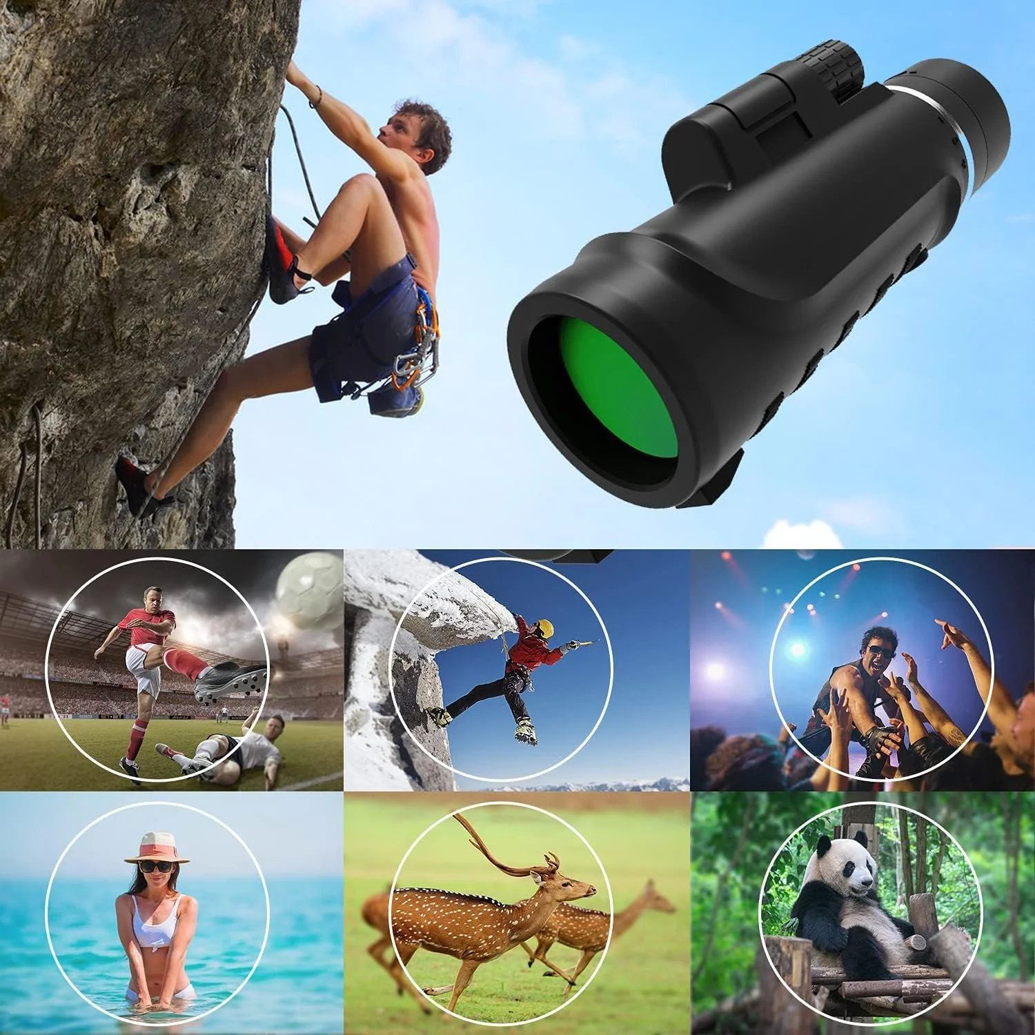تلسکوپ تک چشمی 16x52 با قدرت بالا به همراه سه پایه تلفن هوشمند و کیف قابل حمل - ایده آل برای تماشای پرندگان، پیاده روی، شکار و کمپینگ - دید وسیع