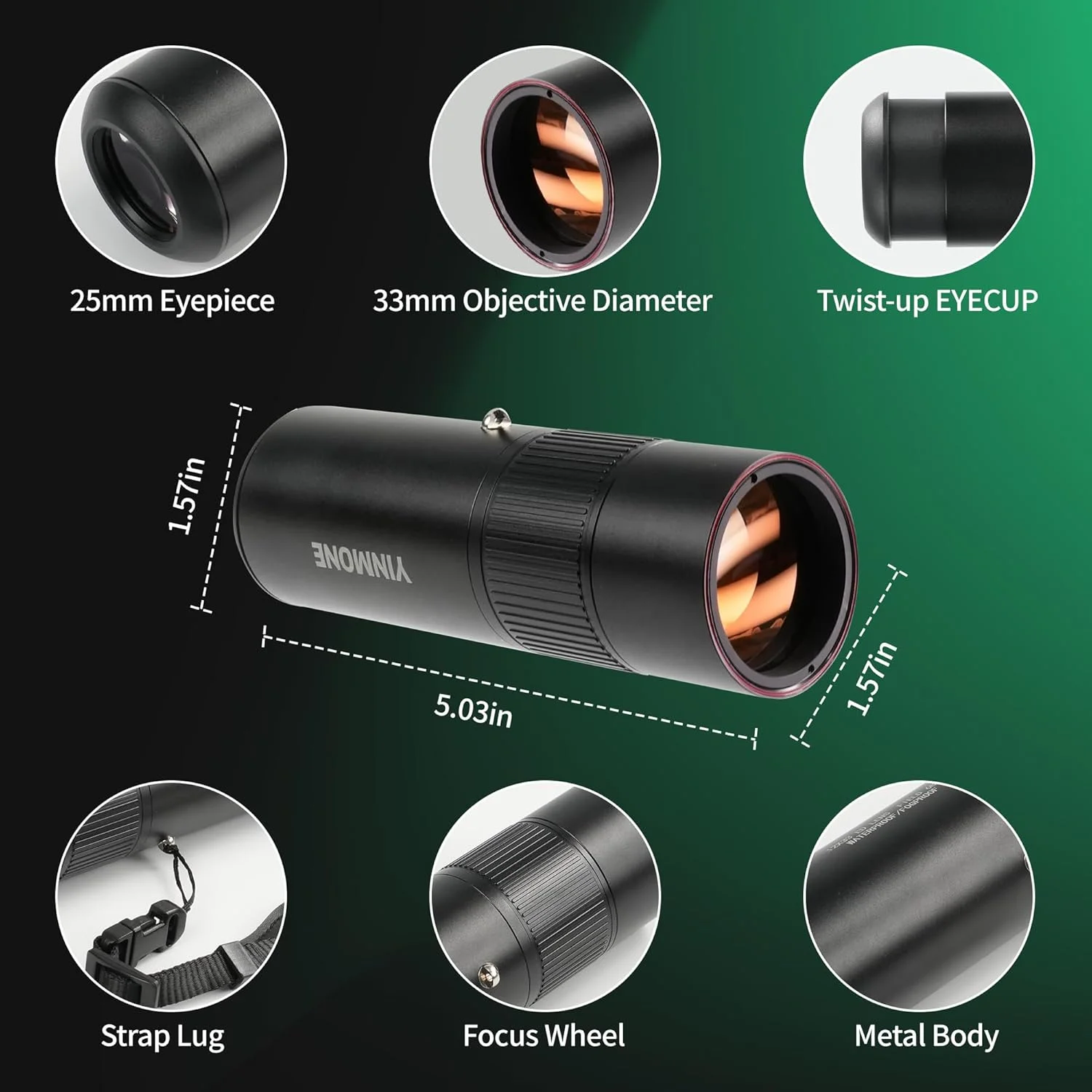 تک چشمی 12X33 (شیشه ED+LAK) به همراه آداپتور تلفن هوشمند - تک چشمی قدرتمند با منشور بزرگ BAK4 و لنز FMC - مناسب تماشای پرندگان، پیاده روی، کمپینگ و مسافرت