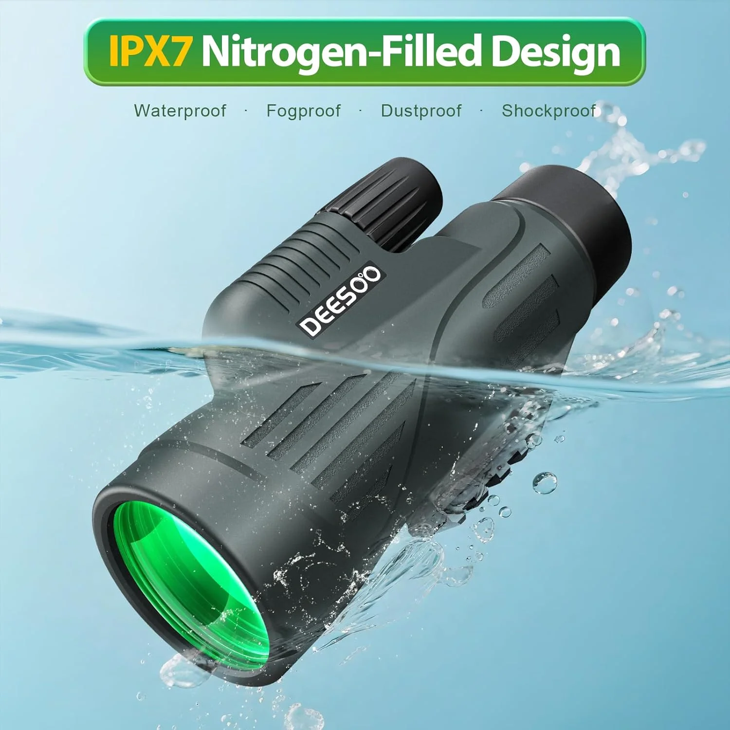 تلسکوپ تک چشمی قدرتمند برای بزرگسالان - تلسکوپ تک چشمی 12x56 ضد آب با دید واضح در نور کم - تلسکوپ جمع و جور با آداپتور سه پایه تلفن هوشمند برای تماشای پرندگان، شکار، پیاده روی و مسافرت