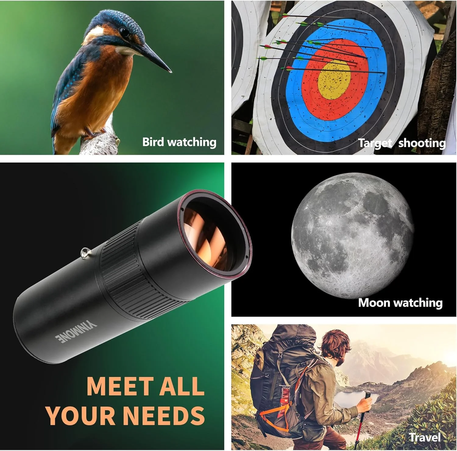 تک چشمی 12X33 (شیشه ED+LAK) به همراه آداپتور تلفن هوشمند - تک چشمی قدرتمند با منشور بزرگ BAK4 و لنز FMC - مناسب تماشای پرندگان، پیاده روی، کمپینگ و مسافرت