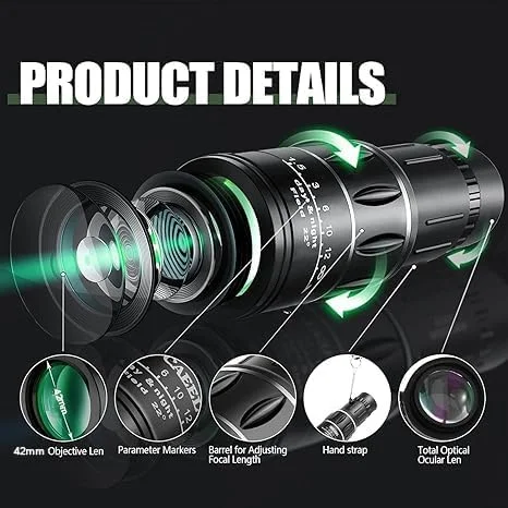 تلسکوپ مونوکولار مینی 10X42 سبک وزن، هدیه تولد برای مردان، پدر، شوهر، پسران نوجوان، منشور BAK4 و FMC برای تماشای پرندگان، پیاده روی در فضای باز، ابزارهای جالب تلسکوپ مونوکولار مینی 10X42 سبک وزن، هدیه تولد برای مردان، پدر، شوهر، پسران نوجوان، منشور BAK4 و FMC برای تماشای پرندگان، پیاده روی در فضای باز، ابزارهای جالب