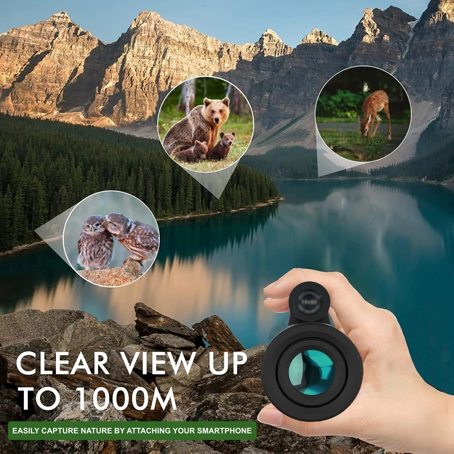 تلسکوپ تک چشمی 12x52 با آداپتور تلفن هوشمند و سه پایه ارتقا یافته، تلسکوپ دستی HD - تلسکوپ تک چشمی قدرتمند برای بزرگسالان - تماشای پرندگان - هدیه برای مردان، پدر، شوهر، دوست پسر (مشکی)