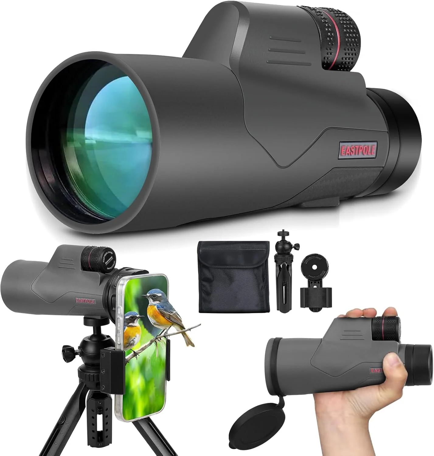 تلسکوپ تک چشمی 15X56 برای تماشای پرندگان، پیاده روی، کمپینگ، تماشای حیات وحش، چشمی قابل تنظیم، لنزهای کاملاً پوشش داده شده، روکش لاستیکی، دستگیره ضد لغزش، ضد مه، ضد آب
