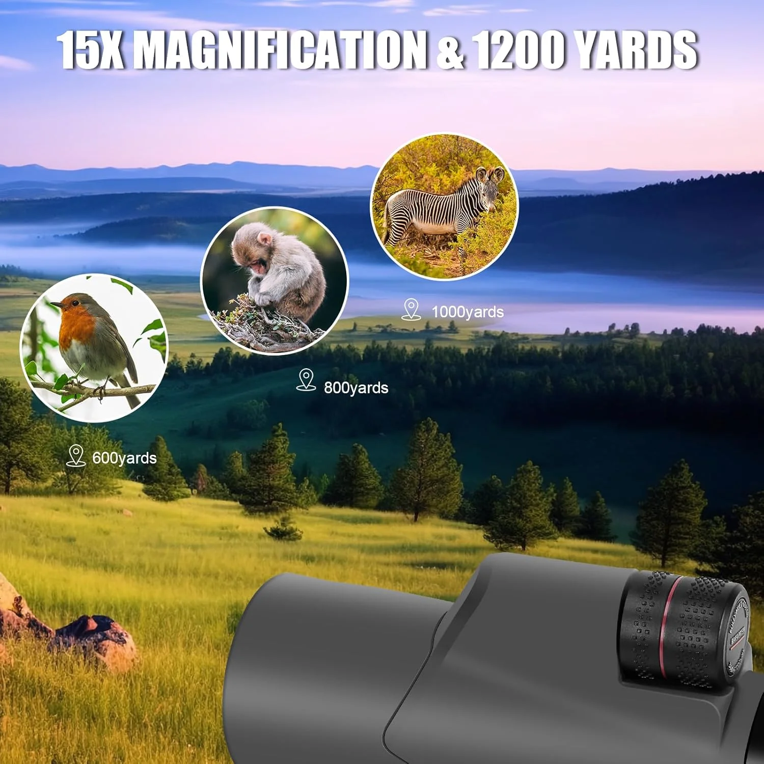 تلسکوپ تک چشمی 15X56 برای تماشای پرندگان، پیاده روی، کمپینگ، تماشای حیات وحش، چشمی قابل تنظیم، لنزهای کاملاً پوشش داده شده، روکش لاستیکی، دستگیره ضد لغزش، ضد مه، ضد آب