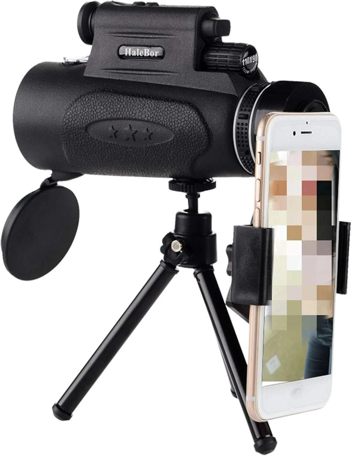 تک چشمی 100x90 با نگهدارنده تلفن و سه پایه، قابل حمل برای تماشای پرندگان در فضای باز