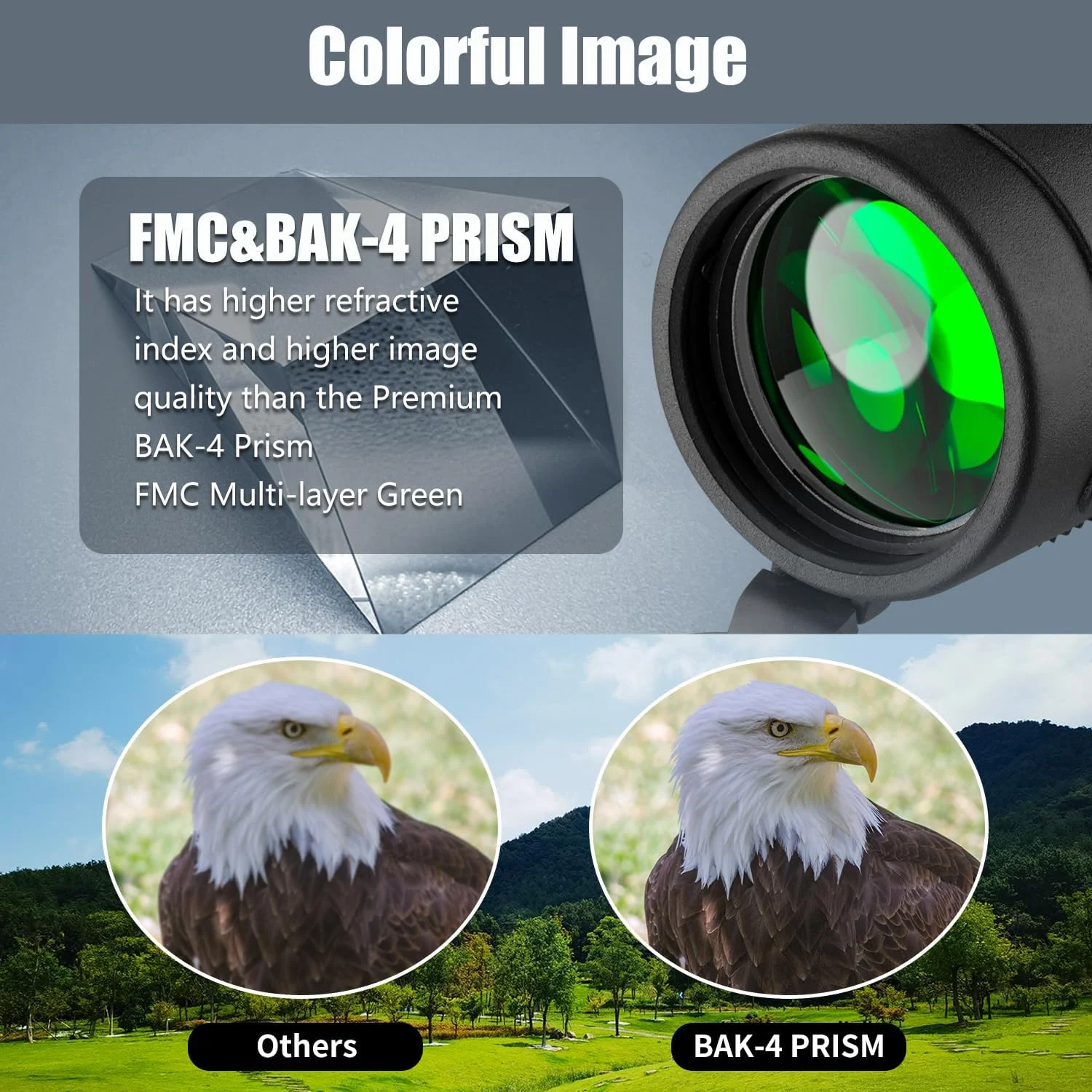 تلسکوپ تک چشمی 12x50 با قدرت بالا برای تلفن هوشمند به همراه سه پایه، تک چشمی HD سبک وزن BAK-4 منشوری برای بزرگسالان مناسب پیاده روی، شکار، تماشای ستارگان، تماشای پرندگان، کمپینگ و مسافرت