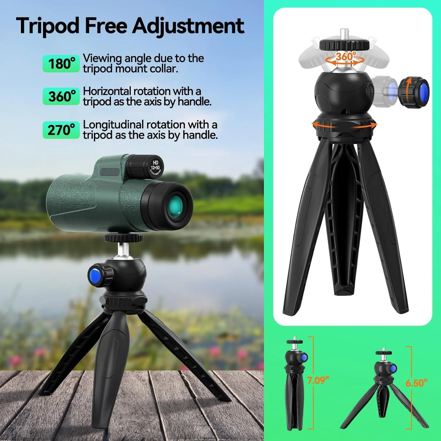 تک چشمی 12x50 HD برای بزرگسالان، با منشور BAK4 و لنز FMC، سبک وزن با آداپتور تلفن هوشمند، تک چشمی قدرتمند با دید واضح در نور کم برای تماشای ستارگان، تماشای پرندگان، پیاده روی تک چشمی 12x50 HD برای بزرگسالان، با منشور BAK4 و لنز FMC، سبک وزن با آداپتور تلفن هوشمند، تک چشمی قدرتمند با دید واضح در نور کم برای تماشای ستارگان، تماشای پرندگان، پیاده روی