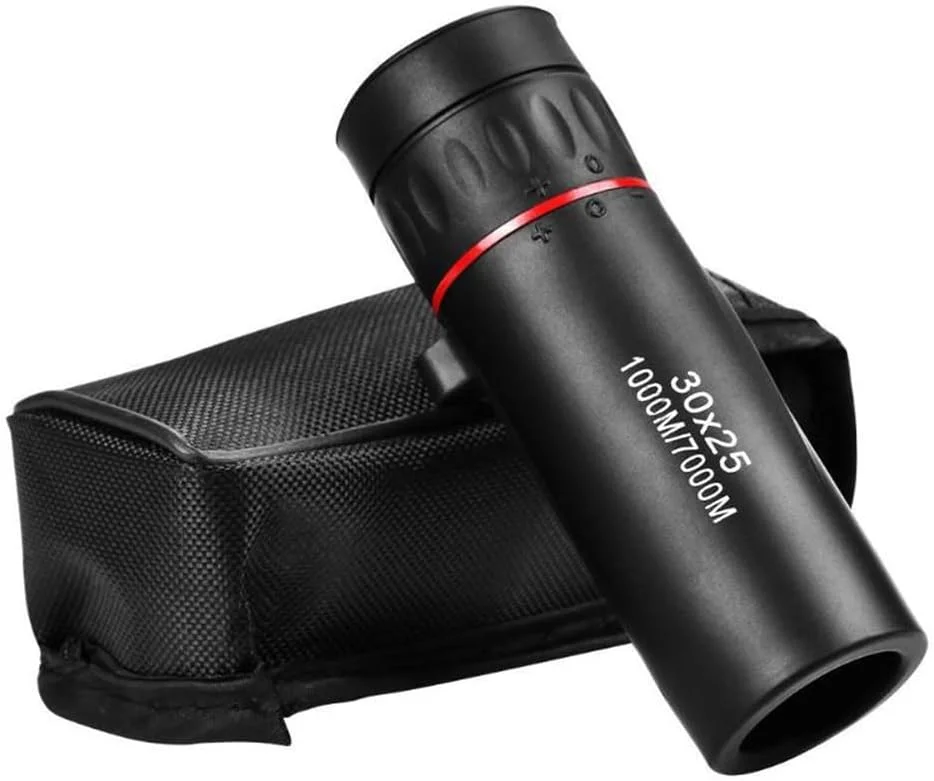 تلسکوپ مونوچشمی جیبی کوچک 30x25 با کیف حمل برای پیاده روی، کمپینگ، تماشای حیات وحش، ماه، بازی های ورزشی و کنسرت