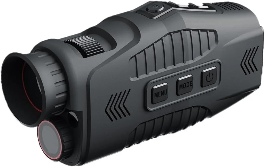 دستگاه دید در شب مادون قرمز تک چشمی با ویدیوی 1080P HD، زوم دیجیتال 10X، دید کامل در تاریکی 800 متری، صفحه نمایش 1.54 اینچی TFT، باتری لیتیومی داخلی، پشتیبانی از کارت TF، طراحی قابل حمل جمع و جور