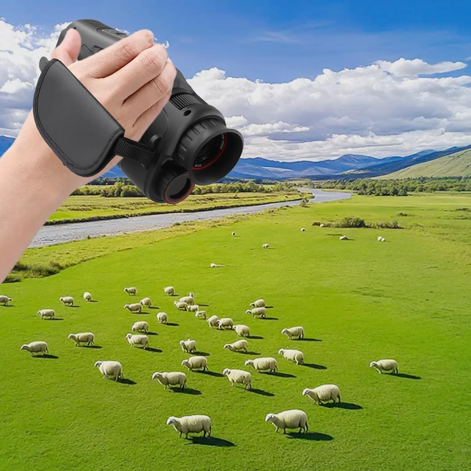 دستگاه دید در شب مادون قرمز تک چشمی با ویدیوی 1080P HD، زوم دیجیتال 10X، دید کامل در تاریکی 800 متری، صفحه نمایش 1.54 اینچی TFT، باتری لیتیومی داخلی، پشتیبانی از کارت TF، طراحی قابل حمل جمع و جور