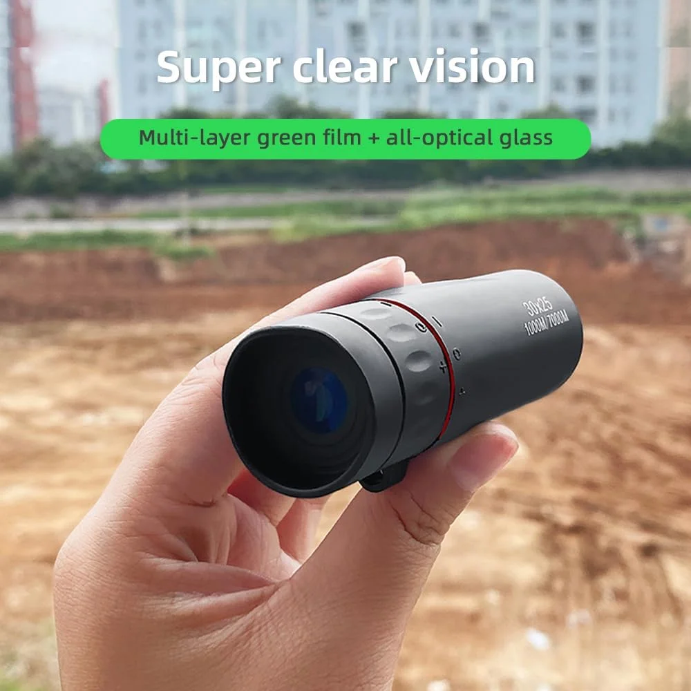 تلسکوپ مونوچشمی جیبی کوچک 30x25 با کیف حمل برای پیاده روی، کمپینگ، تماشای حیات وحش، ماه، بازی های ورزشی و کنسرت