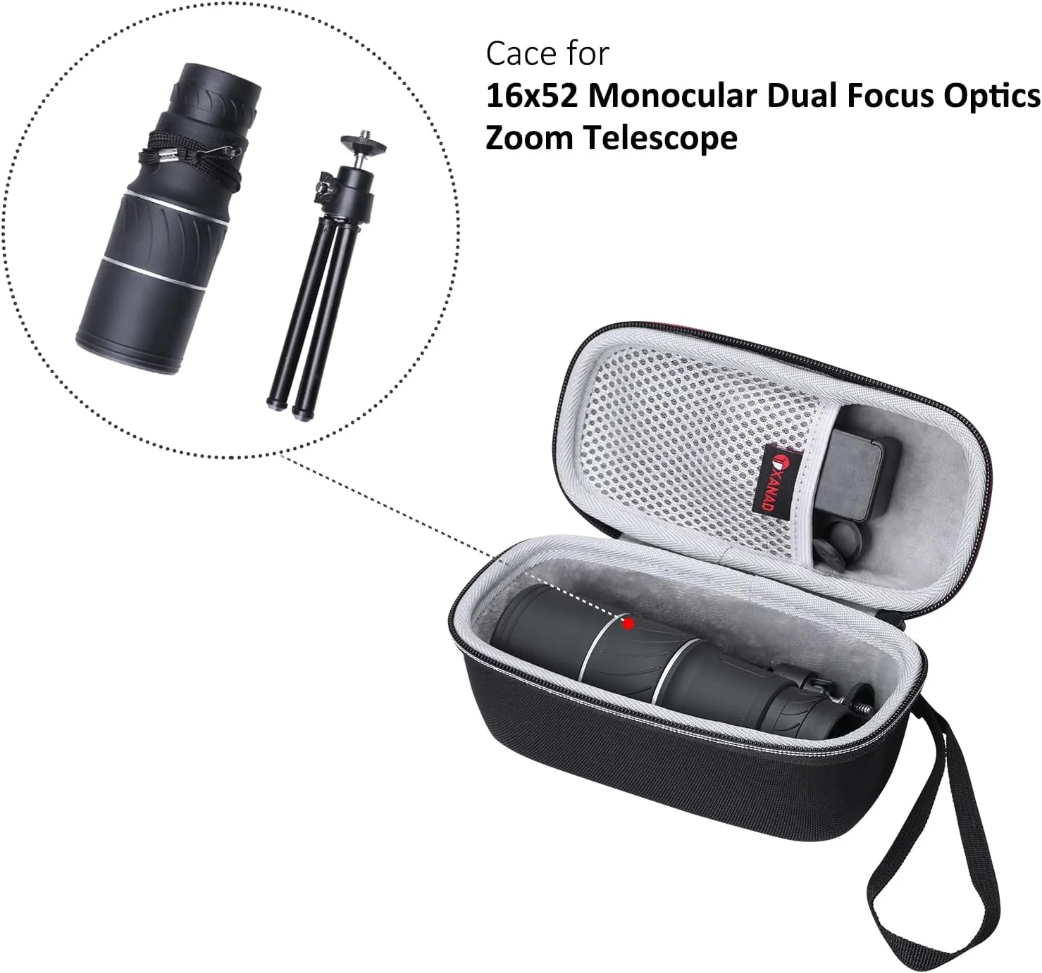 کیف سخت EVA تک چشمی XANAD برای تلسکوپ با ابعاد حداکثر 20x9.4x9.6 سانتی متر - کیف محافظ مسافرتی (فقط کیف به فروش می رسد)