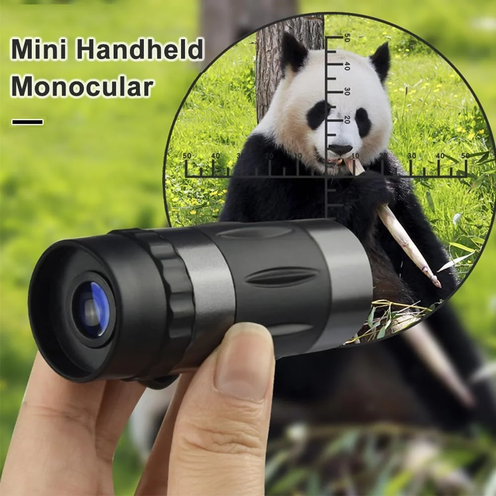 تلسکوپ جیبی مینی مونوکولار 8x20 با کیف حمل برای بزرگسالان، مناسب پیاده روی، کمپینگ، تماشای حیات وحش، ماه، بازی های ورزشی و کنسرت