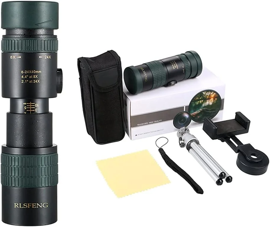 تک چشمی قدرتمند با بزرگنمایی قابل تنظیم به همراه نگهدارنده تلفن همراه 8-24x30 لنز اپتیکال منشور BAK4