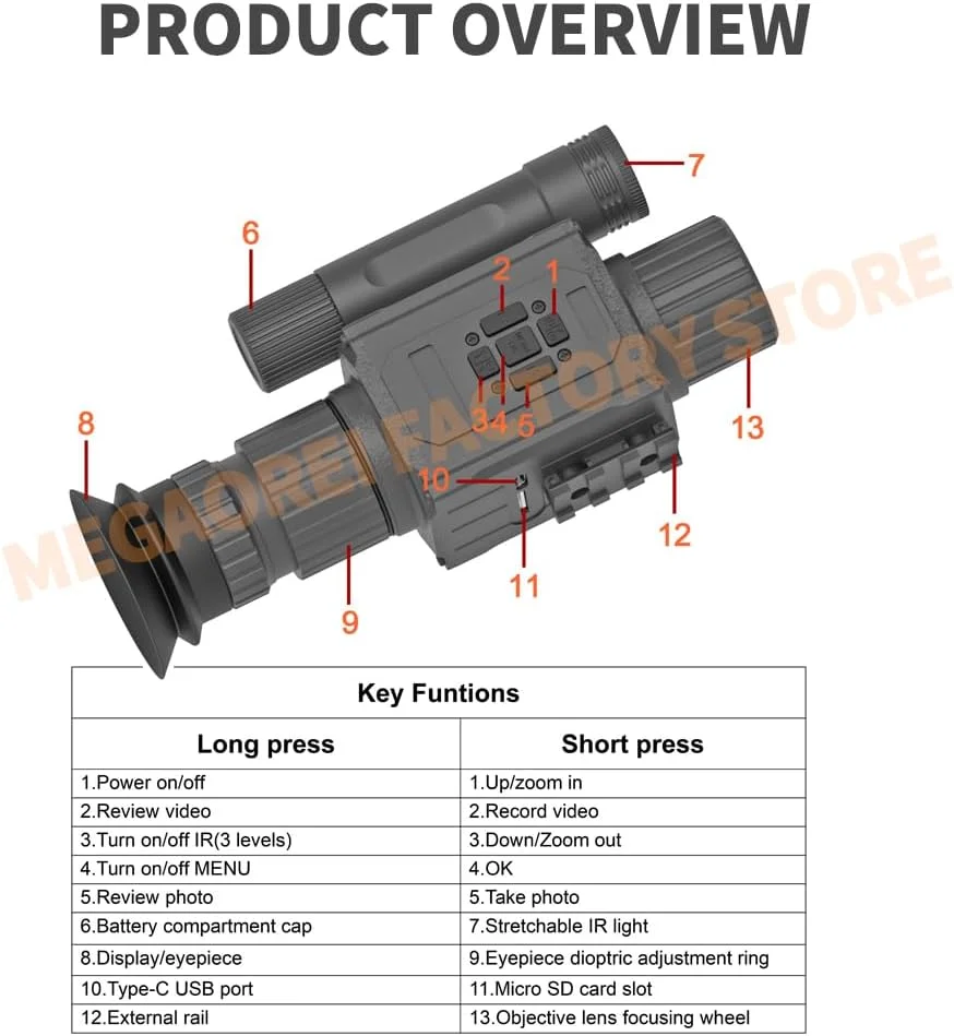 دوربین تک چشمی دیجیتال دید در روز و شب NK008 1080P با تلسکوپ دیجیتال مادون قرمز 940 نانومتری برای کمپینگ و مشاهده (NK008-50-IR940) دوربین تک چشمی دیجیتال دید در روز و شب NK008 1080P با تلسکوپ دیجیتال مادون قرمز 940 نانومتری برای کمپینگ و مشاهده (NK008-50-IR940)