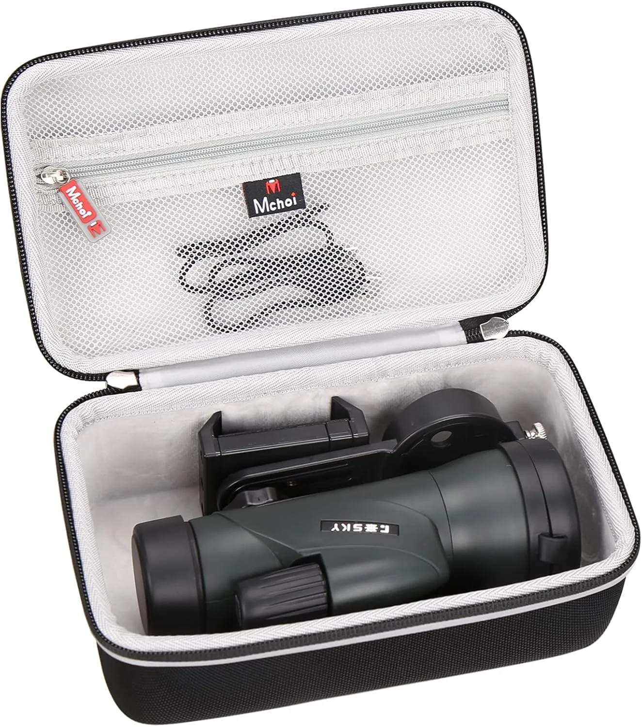 کیف تلسکوپ تک چشمی Mchoi مناسب برای Gosky 12x55/ Titan 12X50/ Pankoo 12X50, 16X52, 40X60 / Viajero 12x50 High Definition و نگهدارنده سریع تلفن هوشمند و سه پایه، فقط کیف