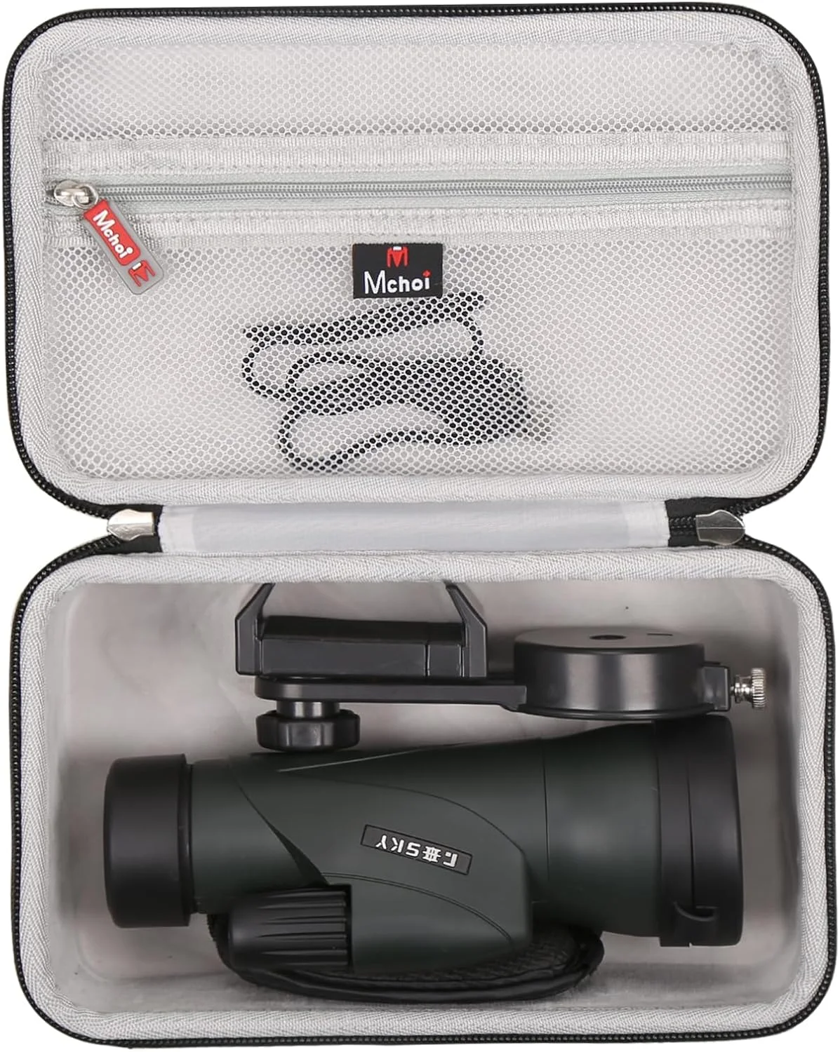 کیف تلسکوپ تک چشمی Mchoi مناسب برای Gosky 12x55/ Titan 12X50/ Pankoo 12X50, 16X52, 40X60 / Viajero 12x50 High Definition و نگهدارنده سریع تلفن هوشمند و سه پایه، فقط کیف