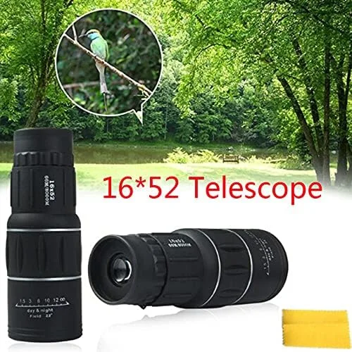 تلسکوپ تک چشمی 16x52 HD مناسب فضای باز، تلسکوپ دیدبانی، مناسب برای تماشای پرندگان وحشی، شکار، کمپینگ، مسافرت