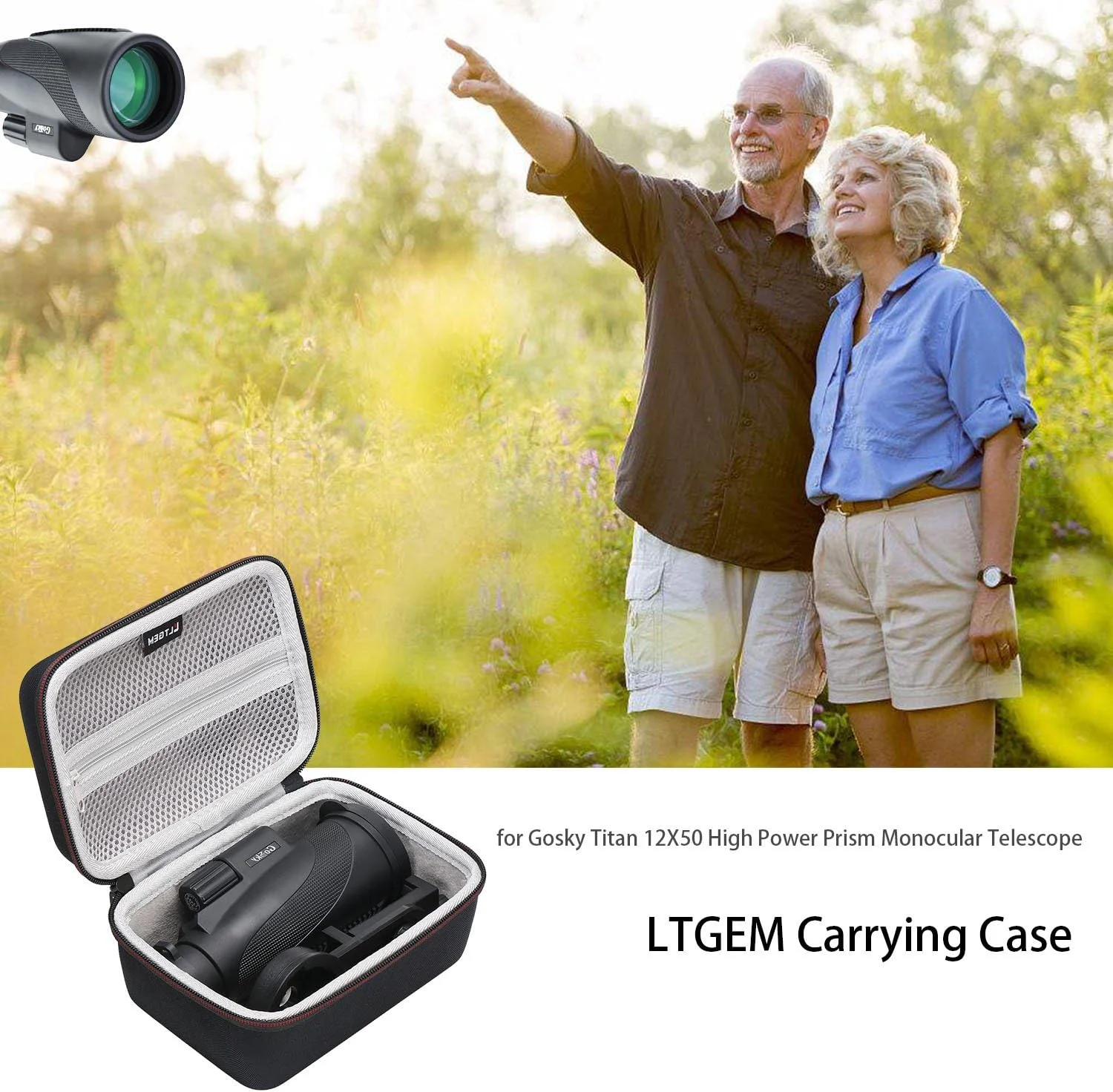 کیف حمل سخت LTGEM سازگار با تک چشمی های گوسکی 12X55 یا تایتان 12X50 یا پانکو 40X60