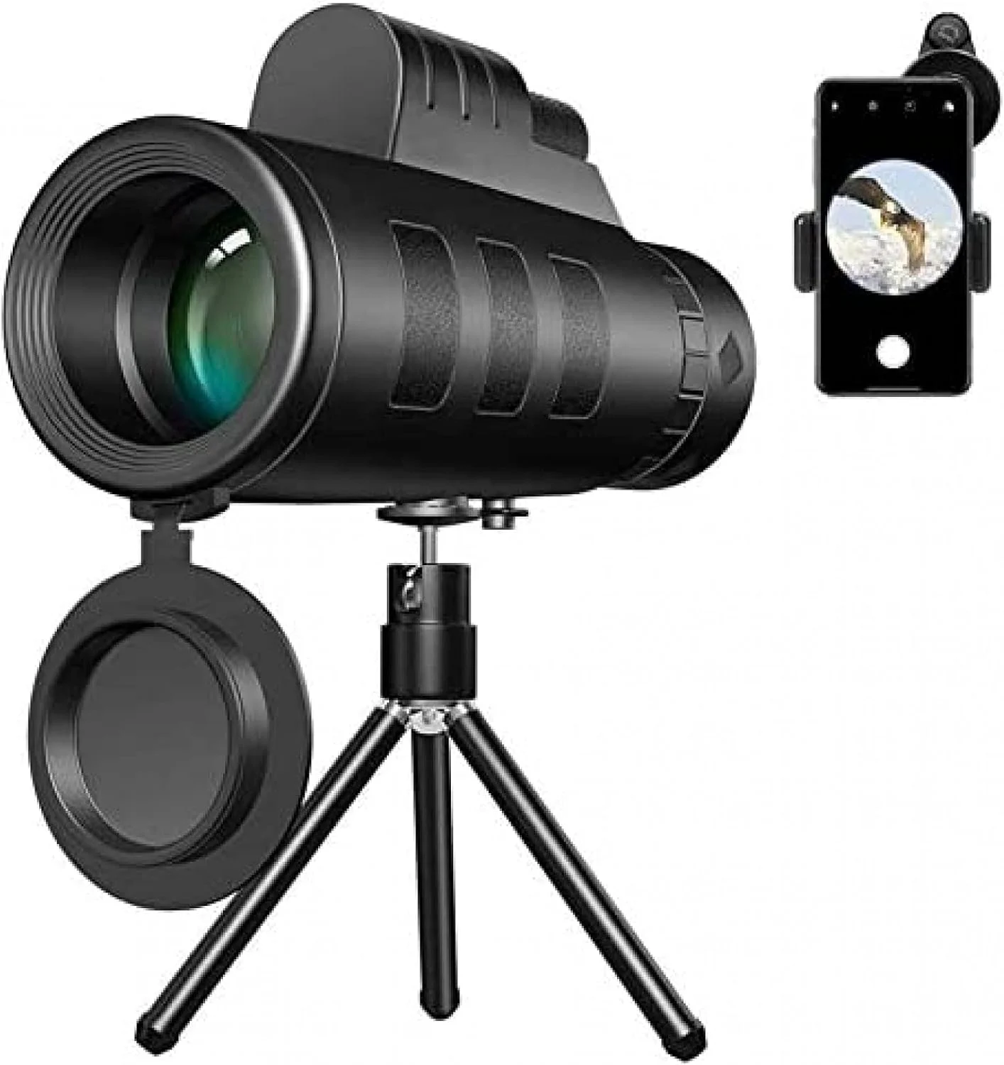 تلسکوپ تک چشمی با بزرگنمایی بالا، منشور BAK4، پوشش FMC، ضد آب به همراه نگهدارنده تلفن همراه و سه پایه