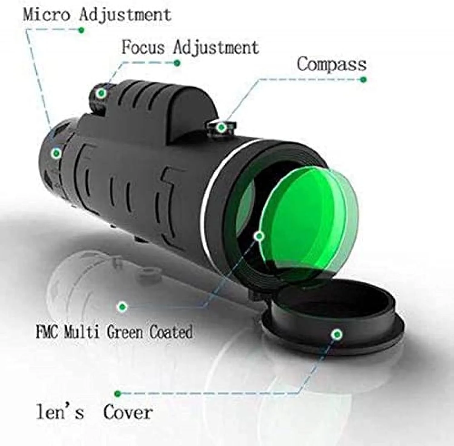 تلسکوپ تک چشمی با بزرگنمایی بالا، منشور BAK4، پوشش FMC، ضد آب به همراه نگهدارنده تلفن همراه و سه پایه