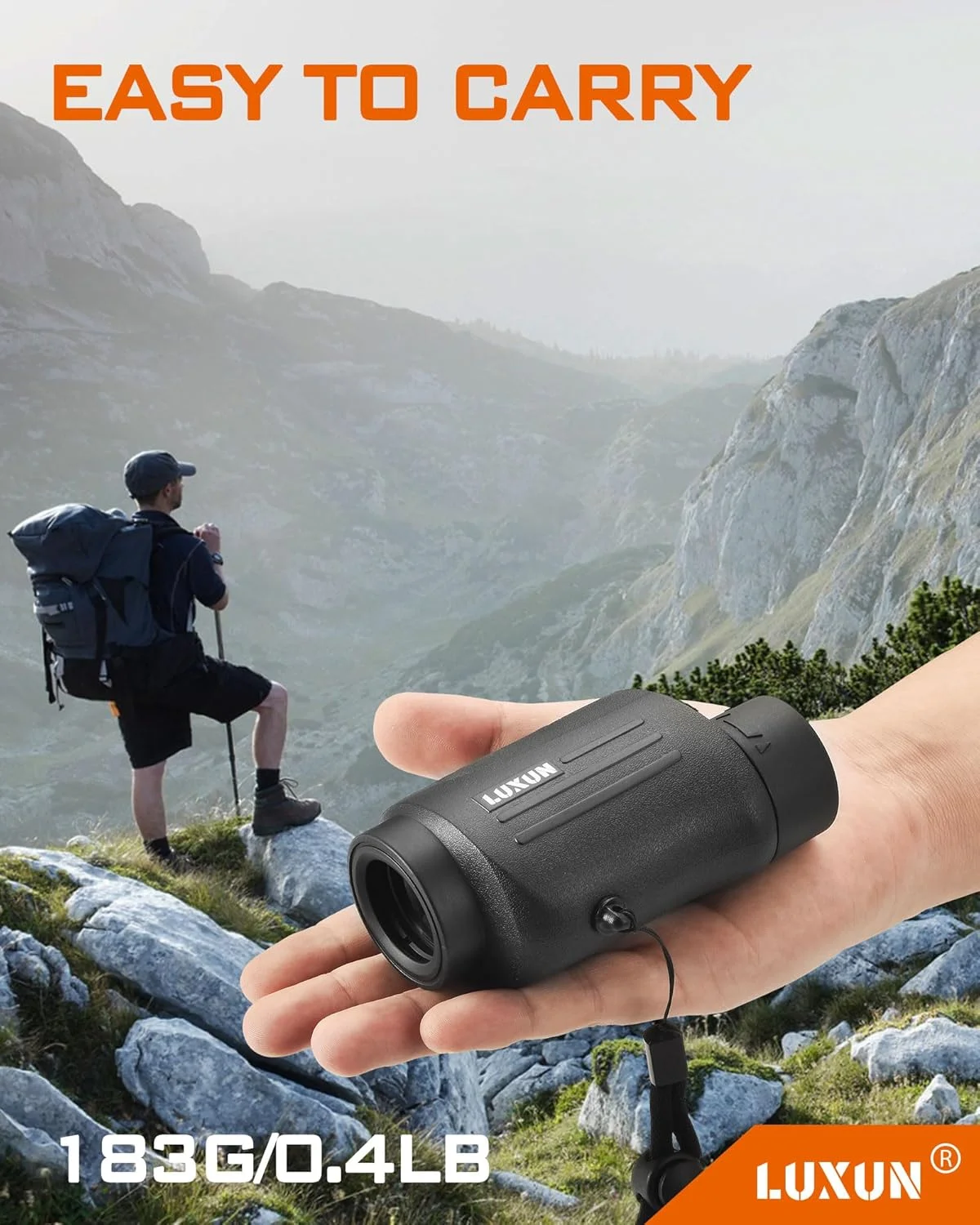تلسکوپ تک چشمی LUXUN - تلسکوپ جیبی ضد آب 8x30 با وضوح بالا به همراه دستگیره و منشور BAK4 - با طراحی جمع و جور، بند مچی و میدان دید گسترده برای تماشای پرندگان و حیات وحش
