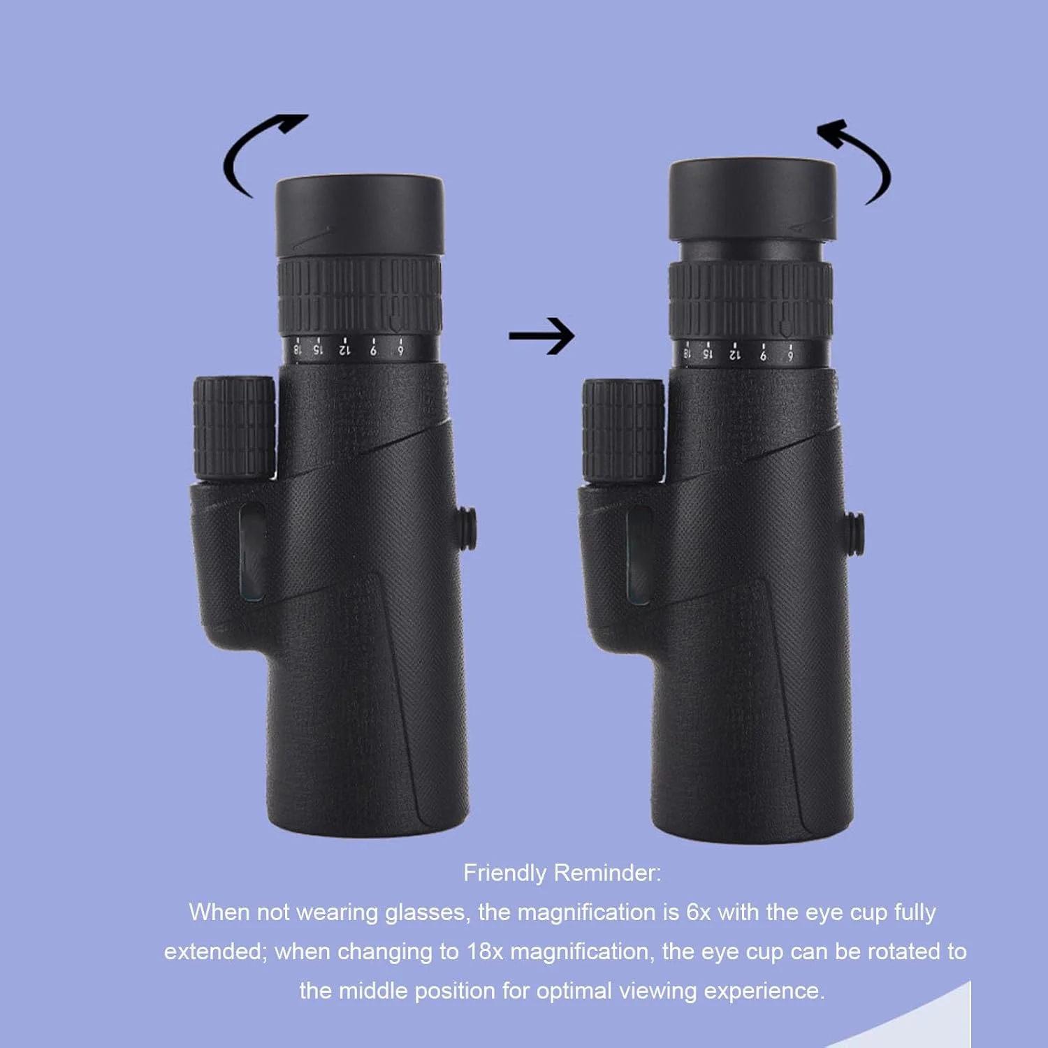 تلسکوپ تک چشمی زوم Luqeeg با قدرت بالا 6-18x42، تلسکوپ کوچک قابل تنظیم با وضوح بالا با طراحی ارگونومیک برای تماشای پرندگان، مسافرت، کمپینگ، سبک و قابل حمل