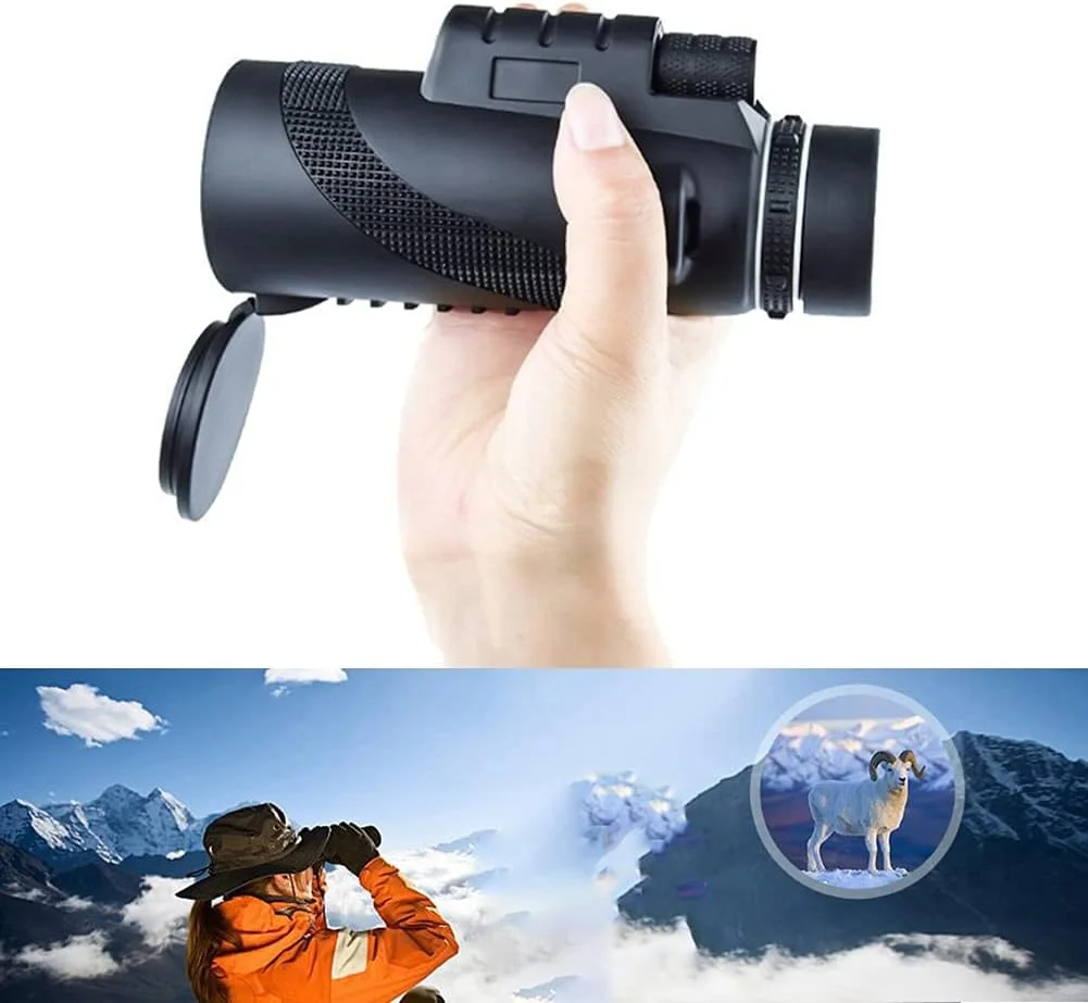 تلسکوپ تک چشمی زوم اپتیکال HD، ضد آب، با وضوح بالا، قابل حمل برای پیاده روی و شکار 80x100